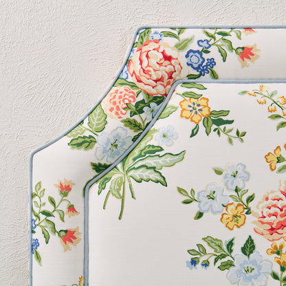 The Addison Twin Headboard - Fabricut Floral Bouquet Fabric - Green Trim