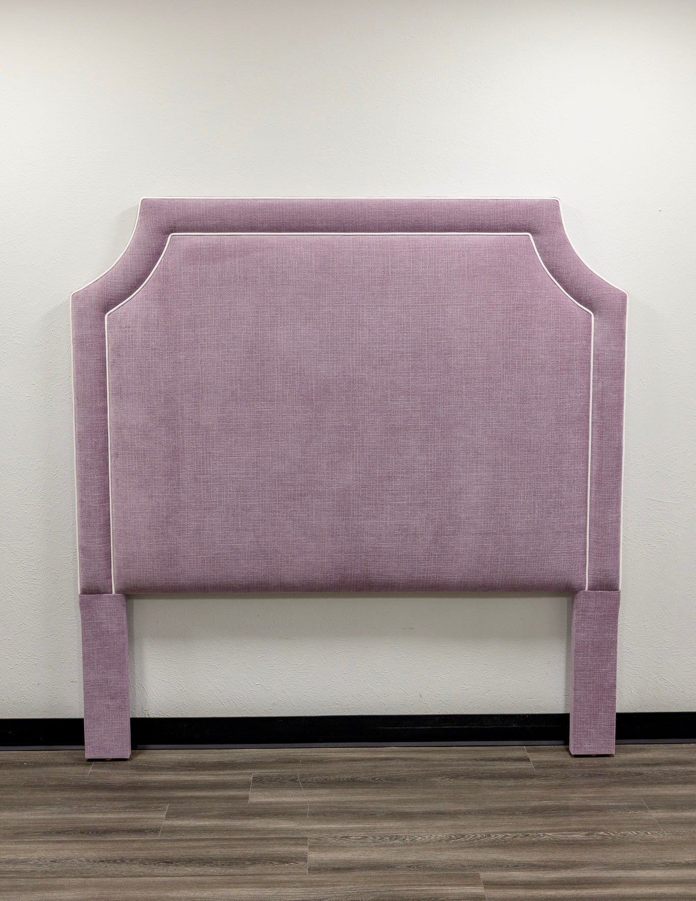 The Addison Queen Headboard - Performance Lavender Chenille Fabric - White Trim