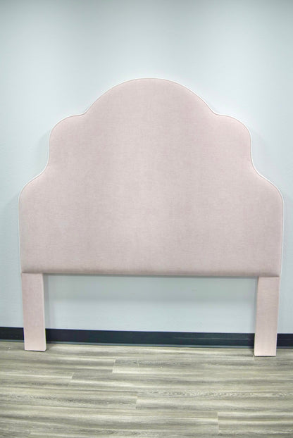 65”H Queen Headboard Only - Pale Pink Chenille Fabric - White Trim