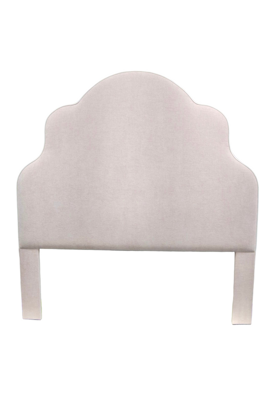 65”H Queen Headboard Only - Pale Pink Chenille Fabric - White Trim