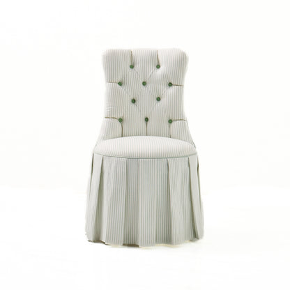 Custom Skirted Vanity Chair / Stool in Classic Green Striped- Pistachio Trim