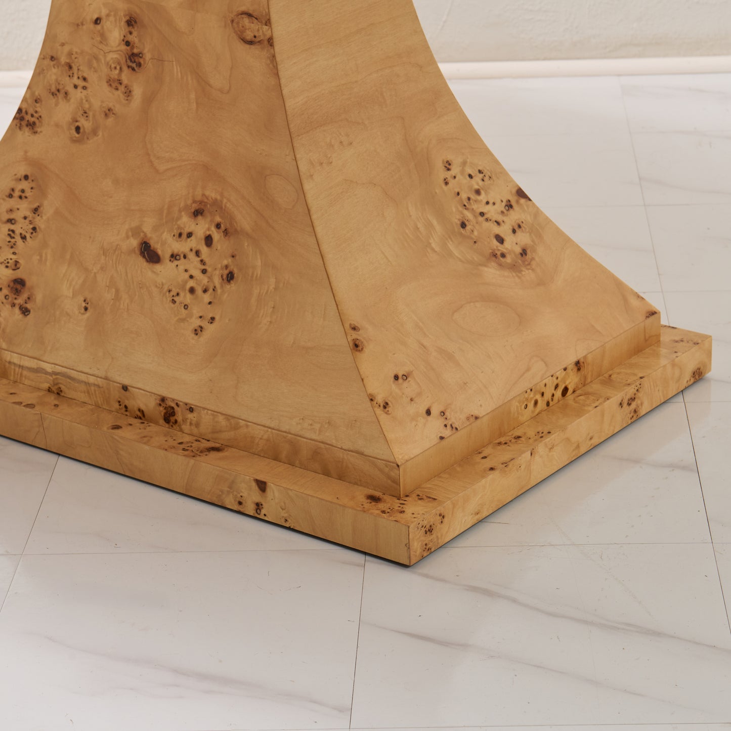 Custom Mappa Burlwood Dining Table – Amber Finish
