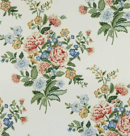 The Aliana King Headboard - Fabricut Floral Bouquet Fabric - Green Trim