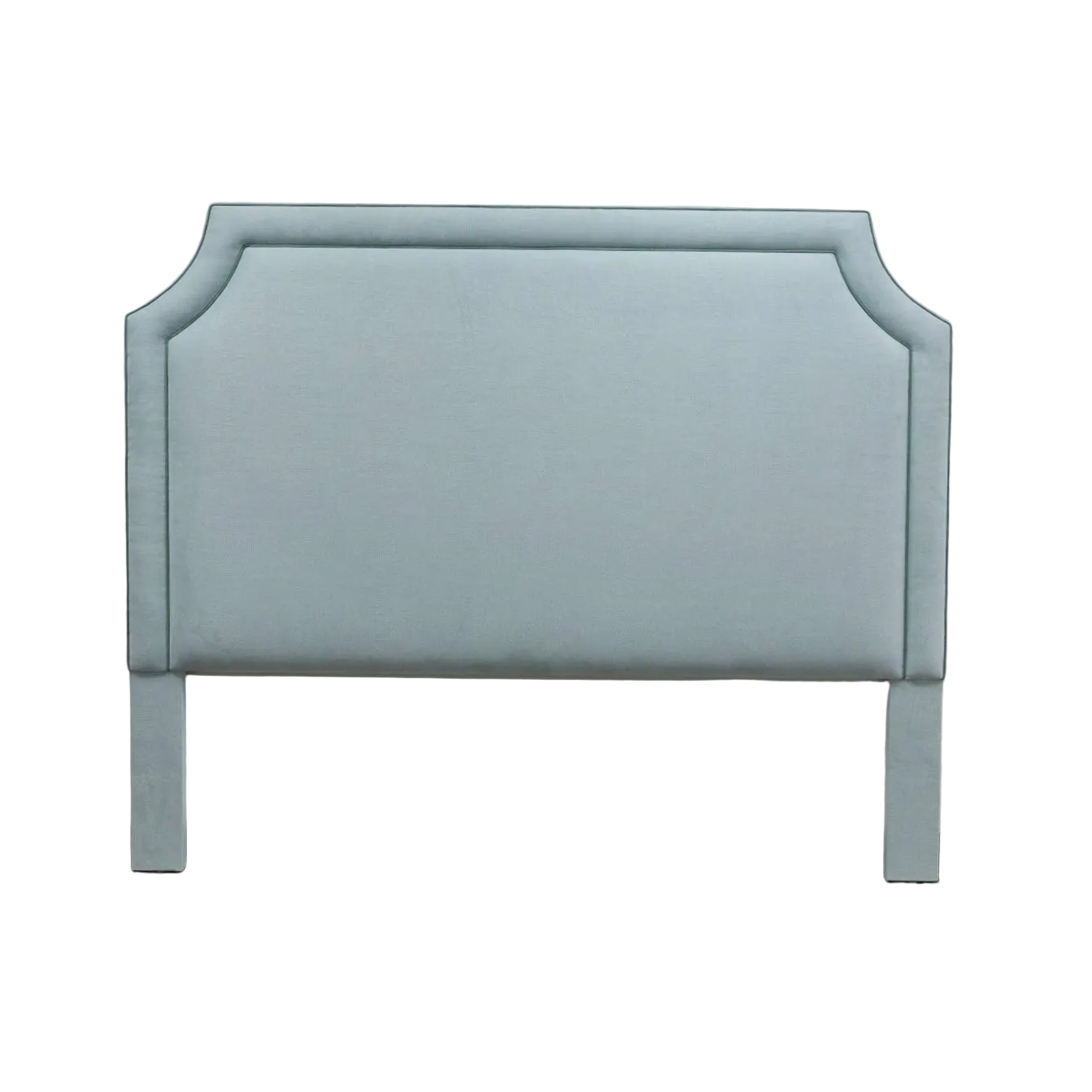 The Addison King Headboard - Sky Blue Woven Fabric - Sage Trim