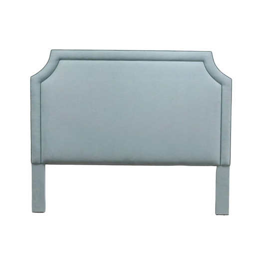 The Addison King Headboard - Sky Blue Woven Fabric - Sage Trim
