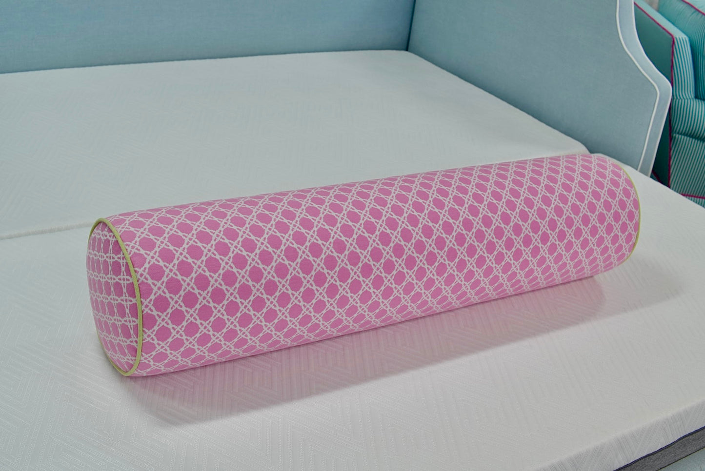 Handcrafted Bolster Pillow – Pink Lee Jofa Fabric - Foam Insert