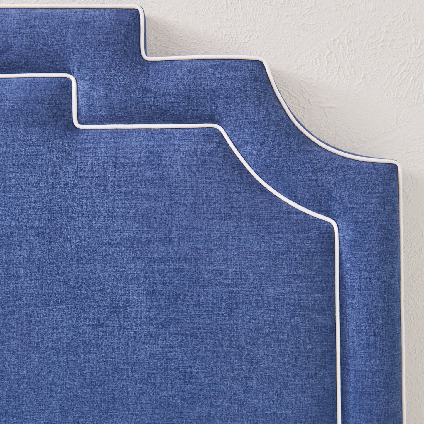 The Martha King Headboard - Navy Woven Fabric- White Trim