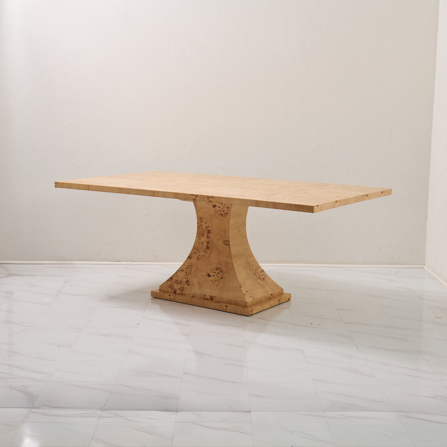 Custom Mappa Burlwood Dining Table – Amber Finish