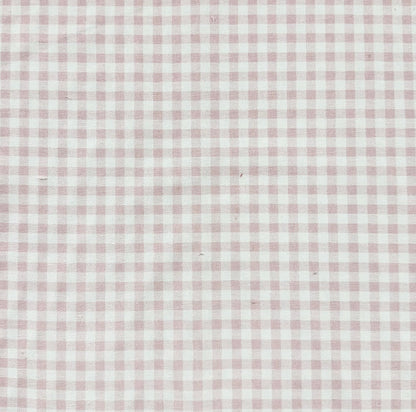 65" H Twin Headboard in Light Pink Gingham Fabric - Green Trim