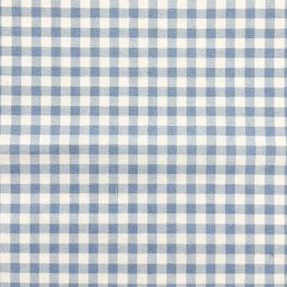 65" H Twin Headboard in White Linen - Blue Gingham Trim