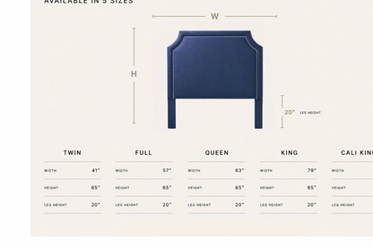 The Addison Queen Headboard - Navy Woven Fabric - White Trim