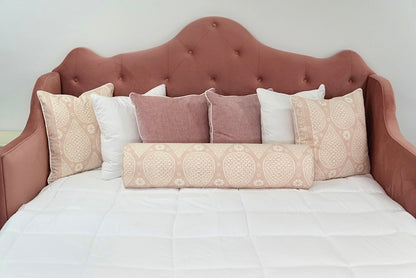 Twin to King Daybed - Blush Rose Velvet Fabric - Tufted