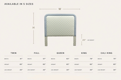 The Lorraine Queen Headboard - Floral Blue / Green Satin Fabric