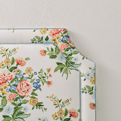 The Addison Twin Headboard - Fabricut Floral Bouquet Fabric - Green Trim
