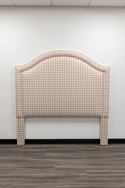 The Liliane Queen Headboard - Checkered Lilac Fabric - Self Welted