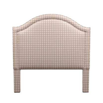 The Liliane Queen Headboard - Checkered Lilac Fabric - Self Welted