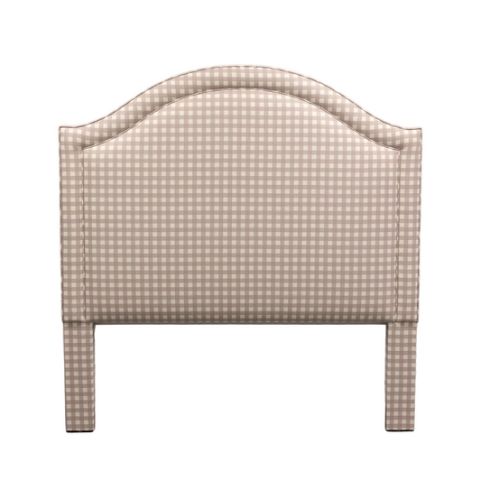 The Liliane Queen Headboard - Checkered Lilac Fabric - Self Welted