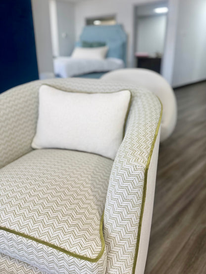 Custom Swivel Chair -  Kravet Olefin Fabric, Herringbone Texture Upholstery Fabric