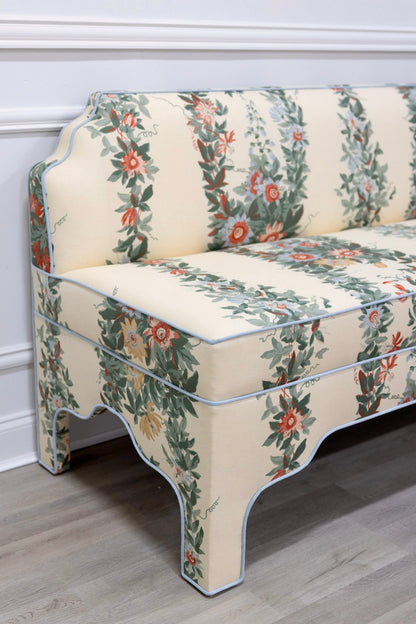 The Helena Banquette – Malmaison Jardin - Sky Blue Piping