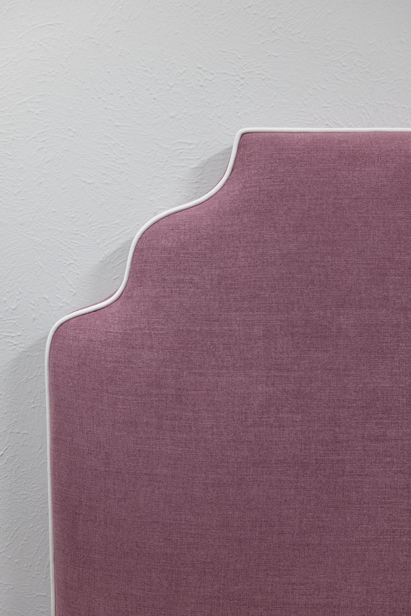 The Helena Queen Headboard - Lavender Woven Fabric - White Trim