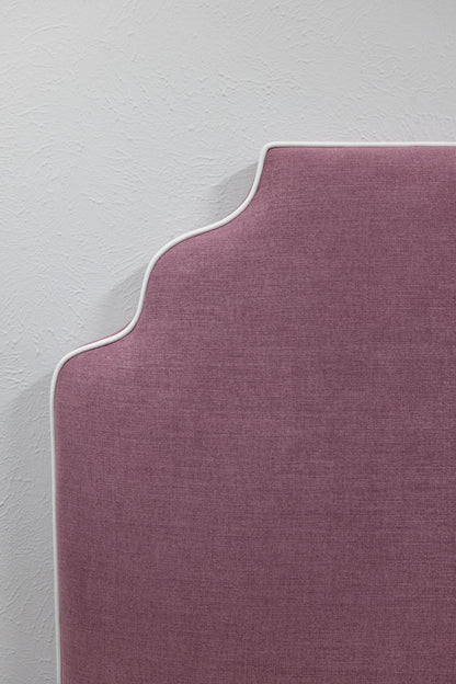 The Helena Queen Headboard - Lavender Woven Fabric - White Trim