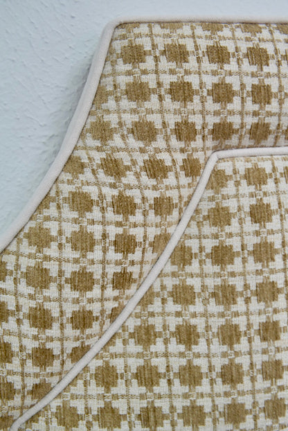 65" H Twin Headboard in Camel Kravet Couture Fabric - Cream Trim