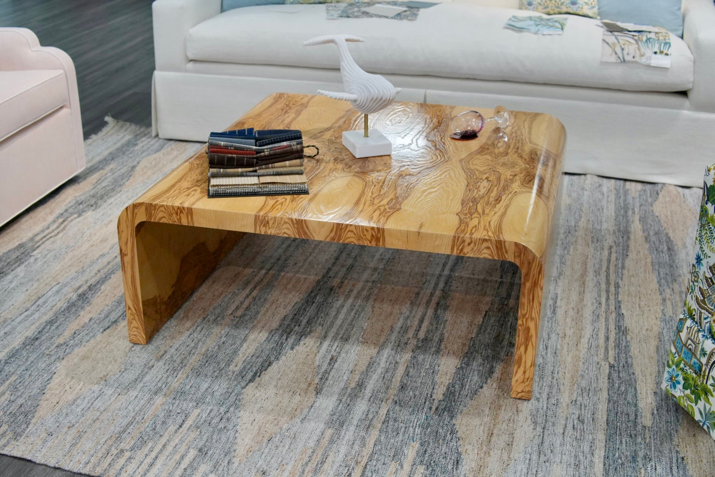 Custom Olive Ash Burlwood Dining / Accent Table – Amber Finish