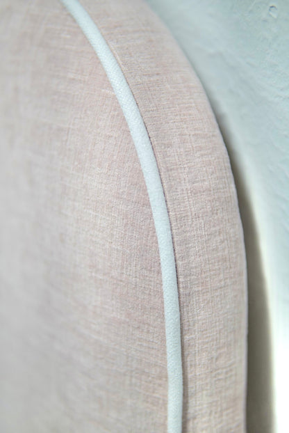 65”H Queen Headboard Only - Pale Pink Chenille Fabric - White Trim