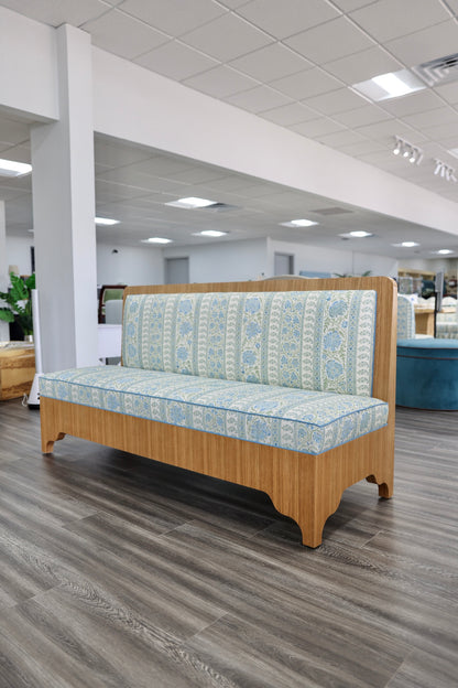 Lorraine White Oak Banquette – Lee Jofa Indiennes Fabric - Blue Trim