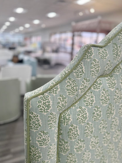 65”H Queen Platform Upholstered Bed - Perry Green Polyester Fabric with Green Trim