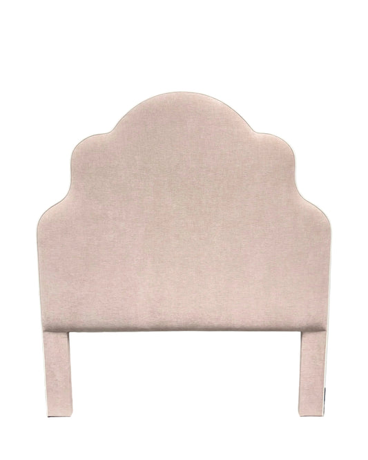 65”H Queen Headboard Only - Pale Pink Chenille Fabric - White Trim