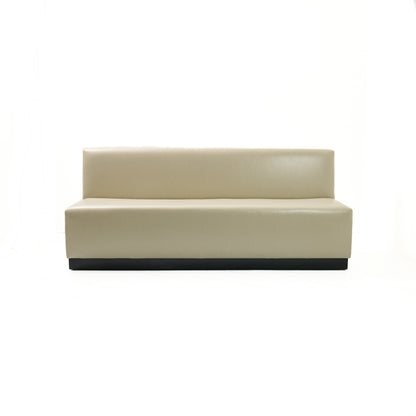 84"L Custom Banquette in Faux Leather - Modern Upholstered Dining with Wooden Stained Base