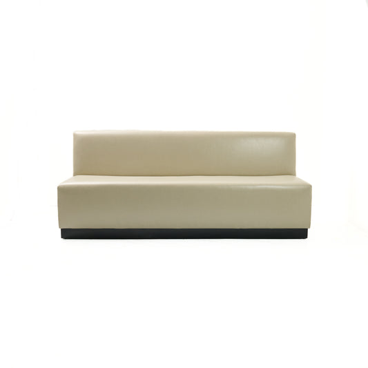 84"L Custom Banquette in Faux Leather - Modern Upholstered Dining with Wooden Stained Base
