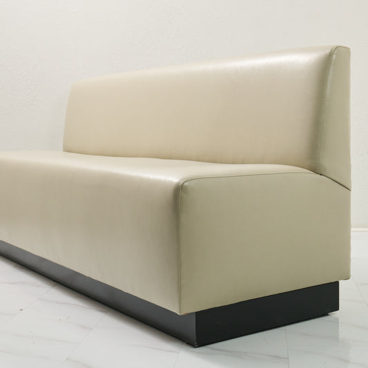 84"L Custom Banquette in Faux Leather - Modern Upholstered Dining with Wooden Stained Base