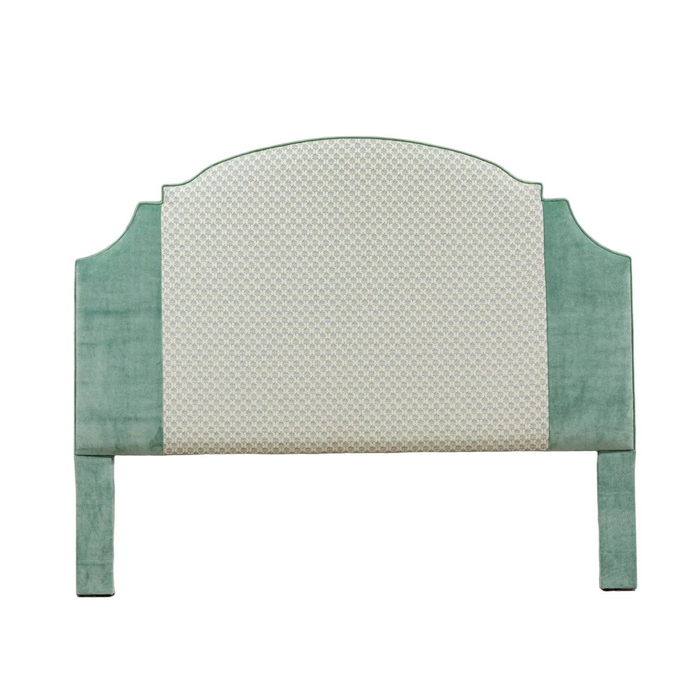 66"H Queen Headboard - Teal Leaf Fabric - Teal Trim