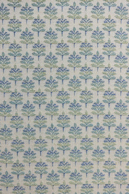 66"H Queen Headboard - Teal Leaf Fabric - Teal Trim