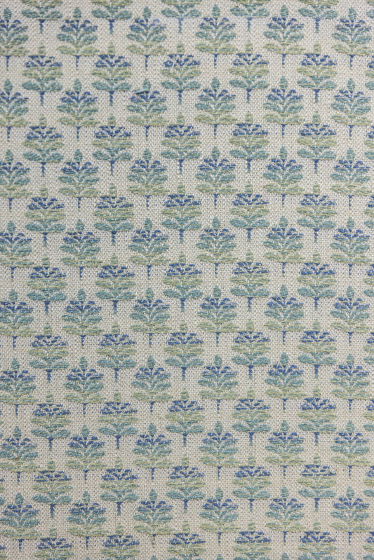 66"H Queen Headboard - Teal Leaf Fabric - Teal Trim