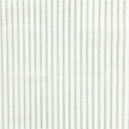 Scalloped Stool - Green Ticking Stripe Fabric - Forest Green Trim