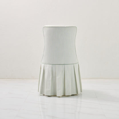 Custom Skirted Vanity Chair / Stool in Classic Green Striped- Pistachio Trim
