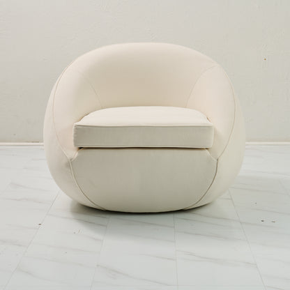 Modern Stationary Pod Chairs - Cream Upholstered Lounge Accent Chair