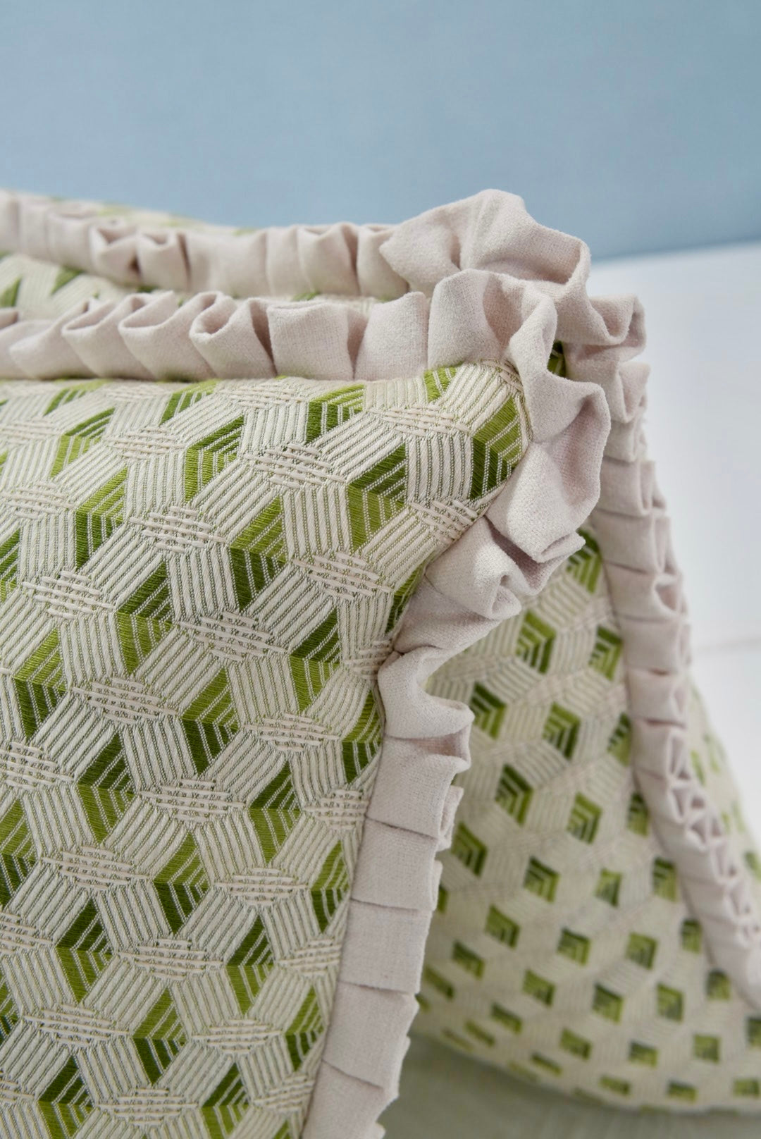 Handcrafted Throw Pillow – Diamond Greenhouse Woven Fabric - Down Feather