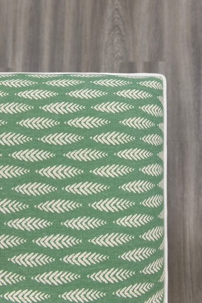 Scalloped ottoman - Floral Green with White Piping