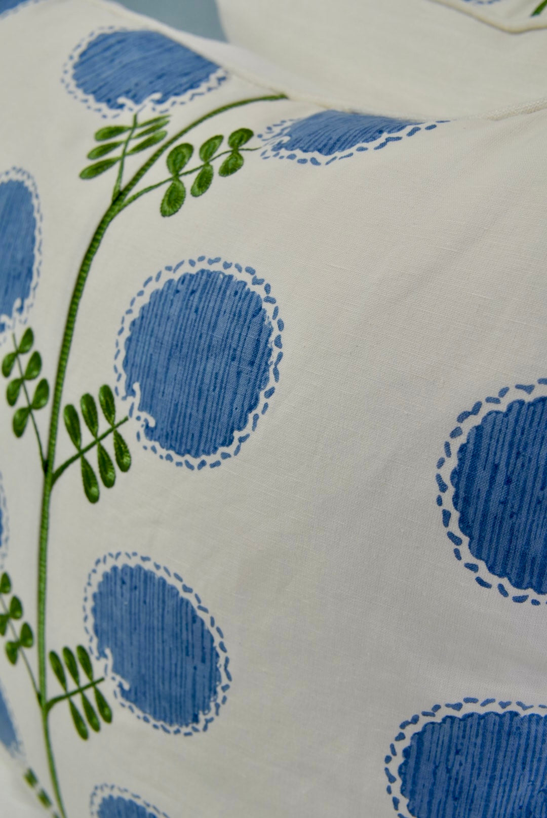 Handcrafted Throw Pillow – Artha Sapphire Fabricut Fabric - 50% Down Feather