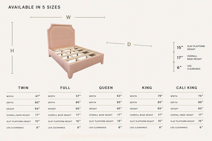 The Addison Queen Bed - Upholstered Legs - Rust Fabric with White Trim