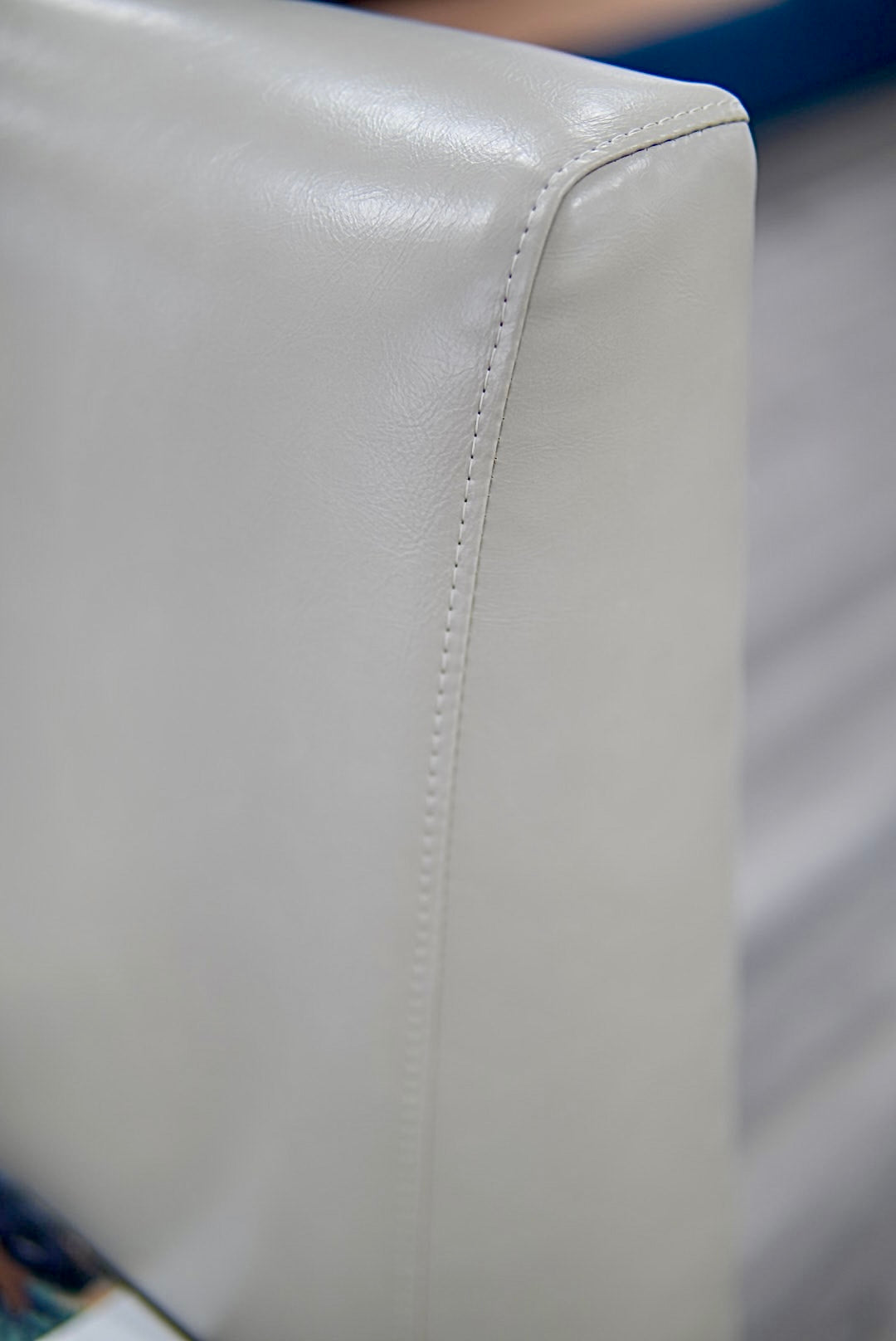 84"L Custom Banquette in Faux Leather - Modern Upholstered Dining bench with Wooden Stained Base