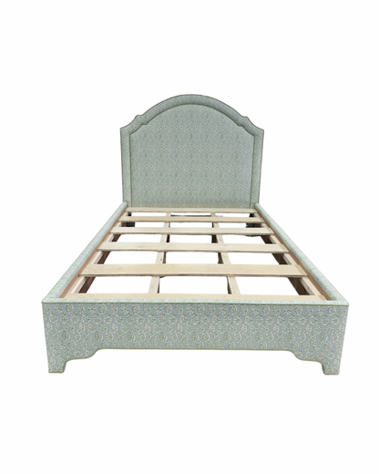 65”H Queen Platform Upholstered Bed - Perry Green Polyester Fabric with Green Trim