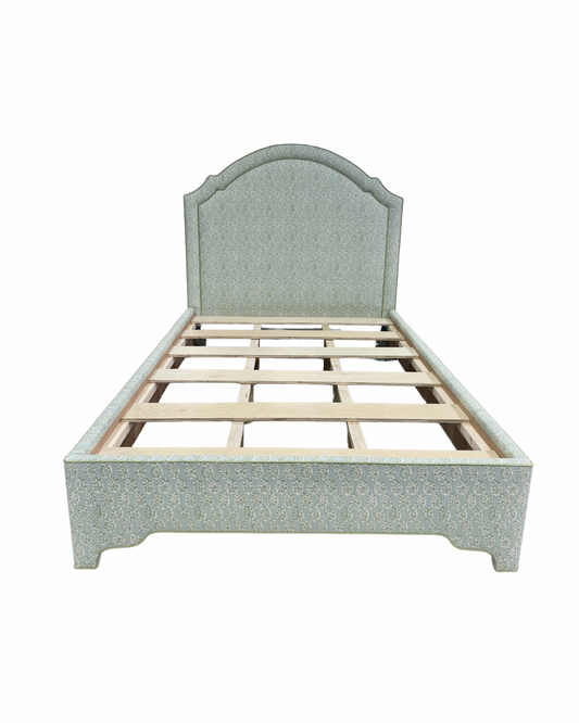 65”H Queen Platform Upholstered Bed - Perry Green Polyester Fabric with Green Trim