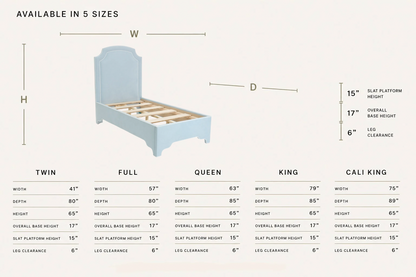 The Aliana Twin Bed - Sky Blue Woven Fabric - White Trim