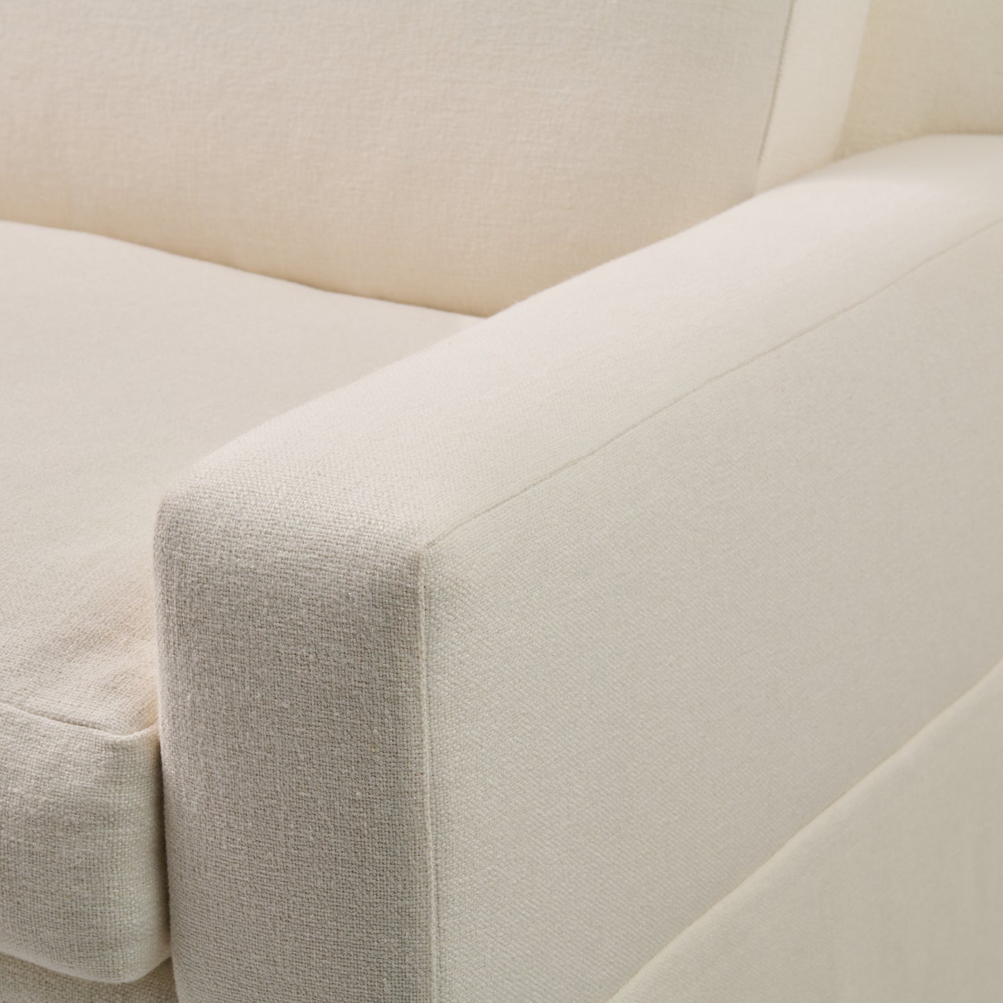 Luxe Feather-Seat Skirted Sofa in Upholstery Linen Fabric – Custom Built