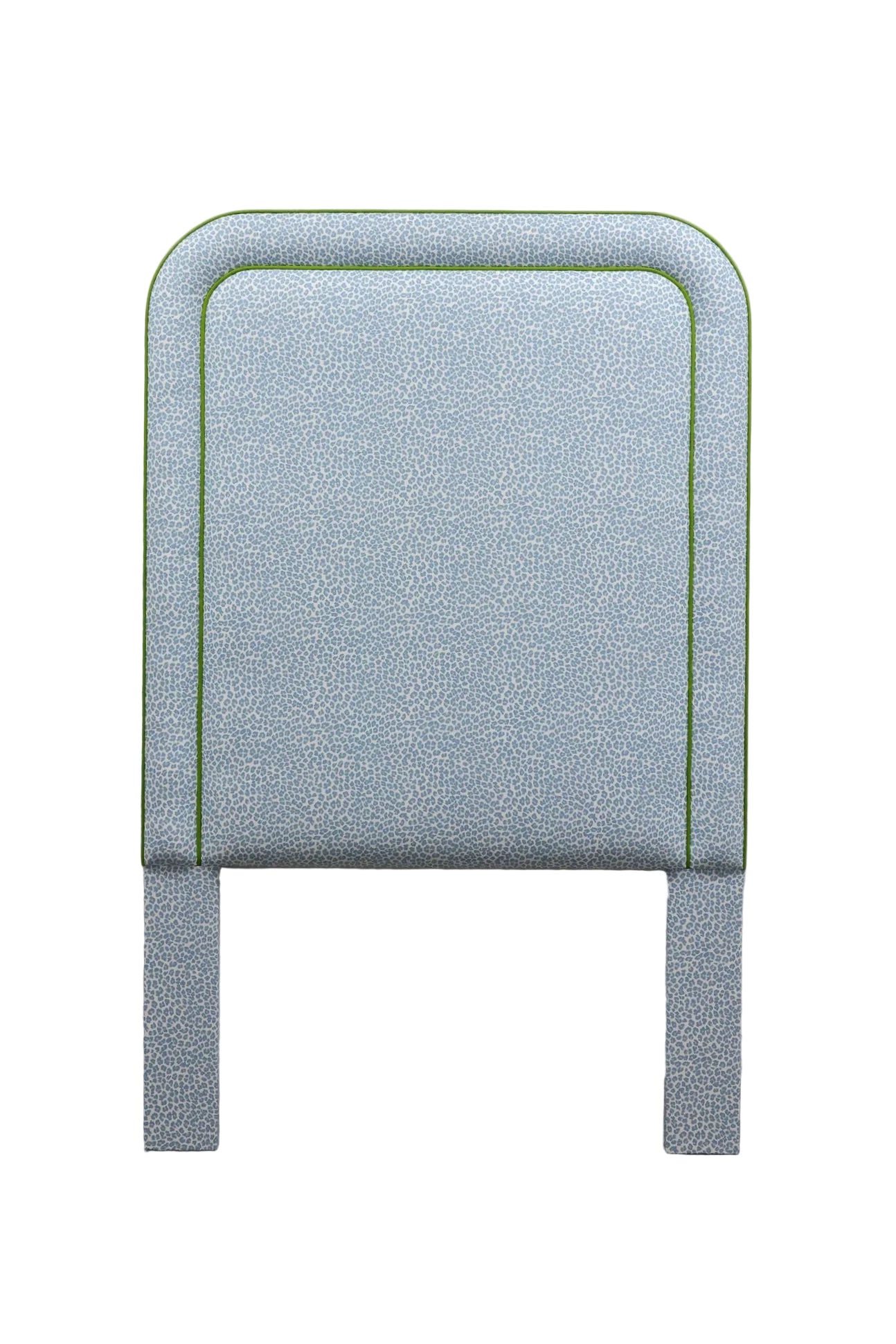 The Lorraine Twin Headboard - Animal Print Fabric - Green Trim